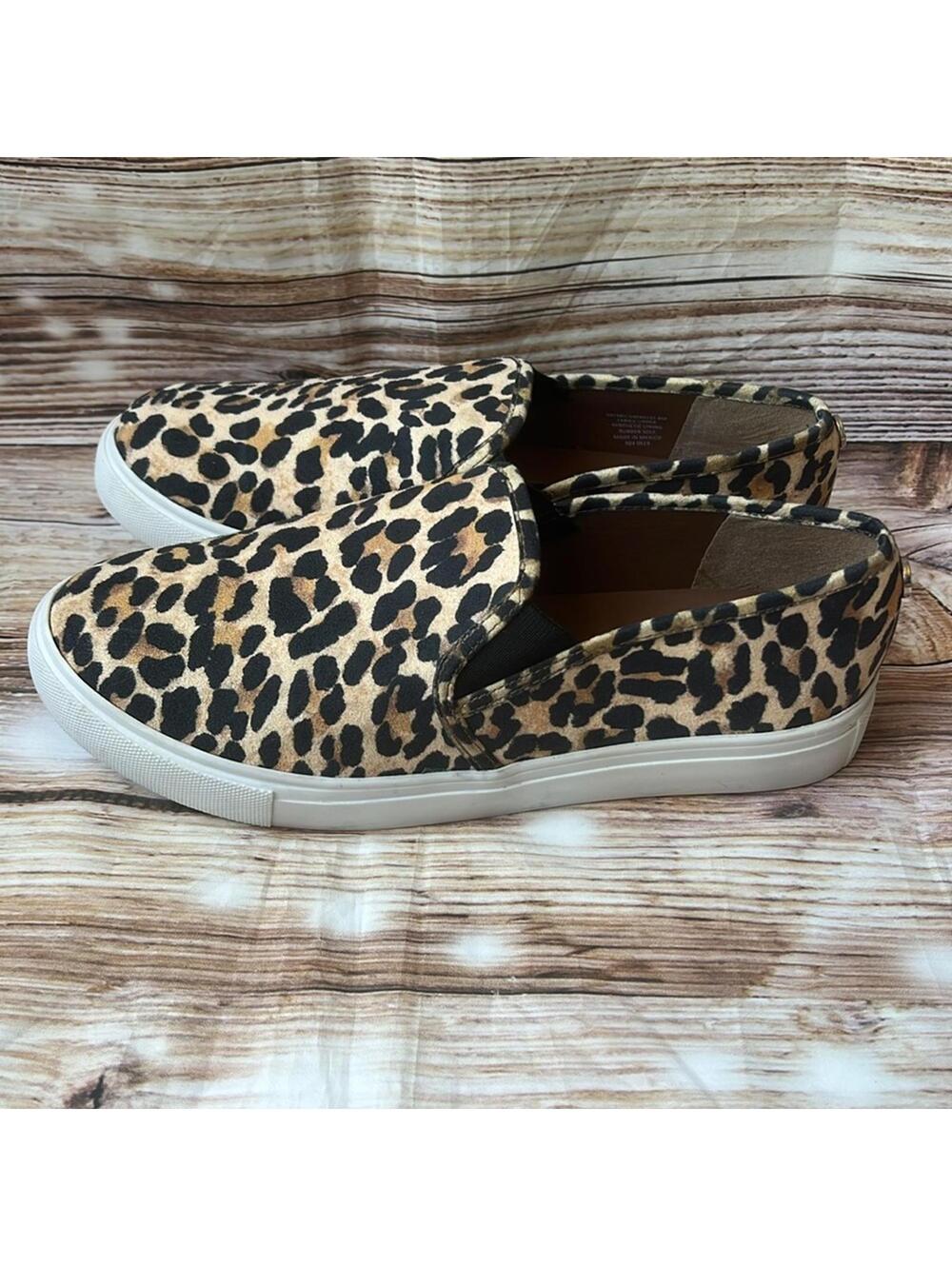 👠 Steve Madden SAFARY Sneaker Size 8 Leopard Print Slip-On Sneakers
